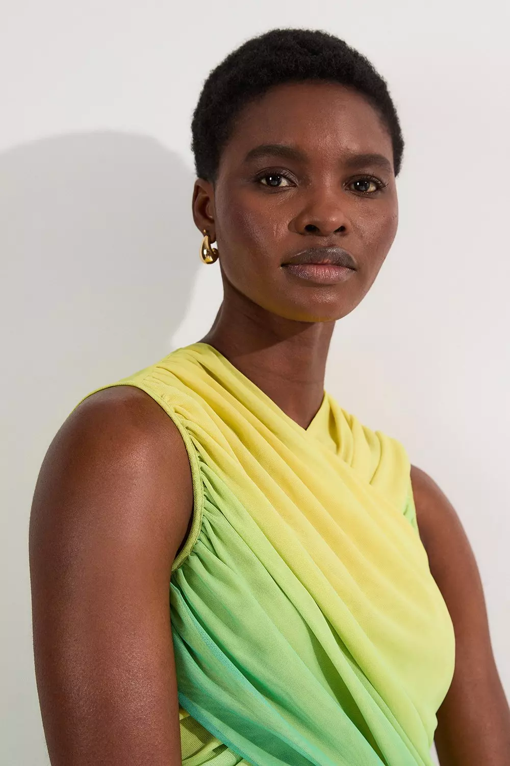 Sunset Ombre Mesh Wrap Bodice Jersey Midi Dress | Karen Millen