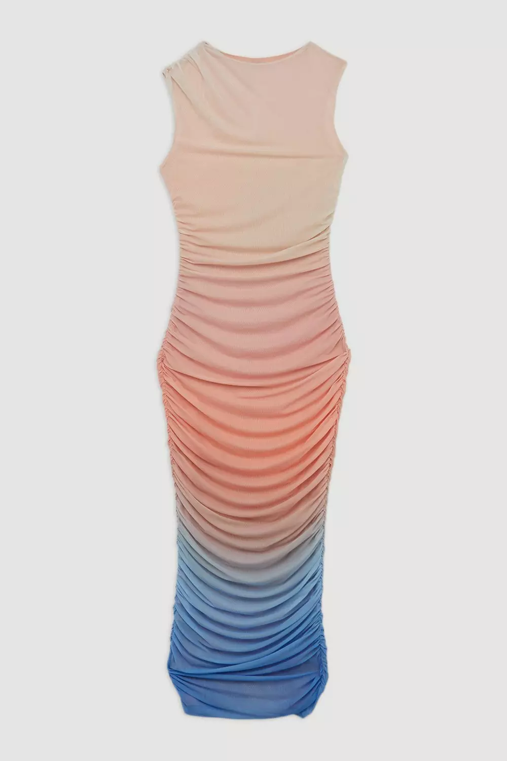 Sunset Ombre Mesh Ruched Jersey Maxi Dress | Karen Millen