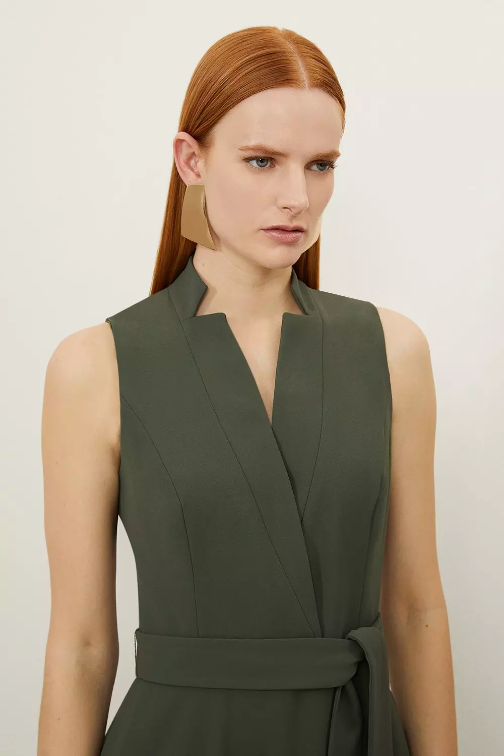 Tailored Crepe Full Skirted Midi Dress | Karen Millen
