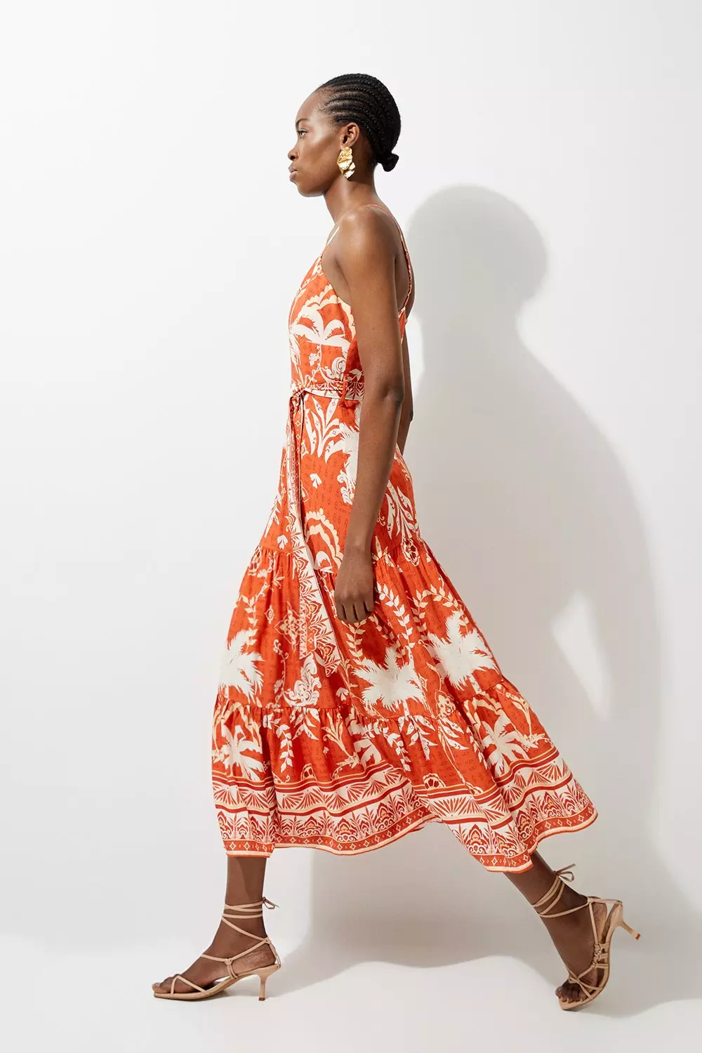 Printed Viscose Woven Beach Maxi Dress Karen Millen