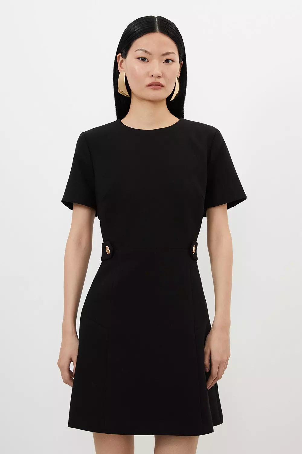 Compact Stretch Essential Waist Tab Detail Tailored Mini Dress | Karen  Millen