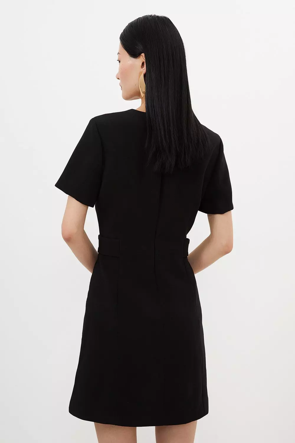 Compact Stretch Essential Waist Tab Detail Tailored Mini Dress | Karen  Millen