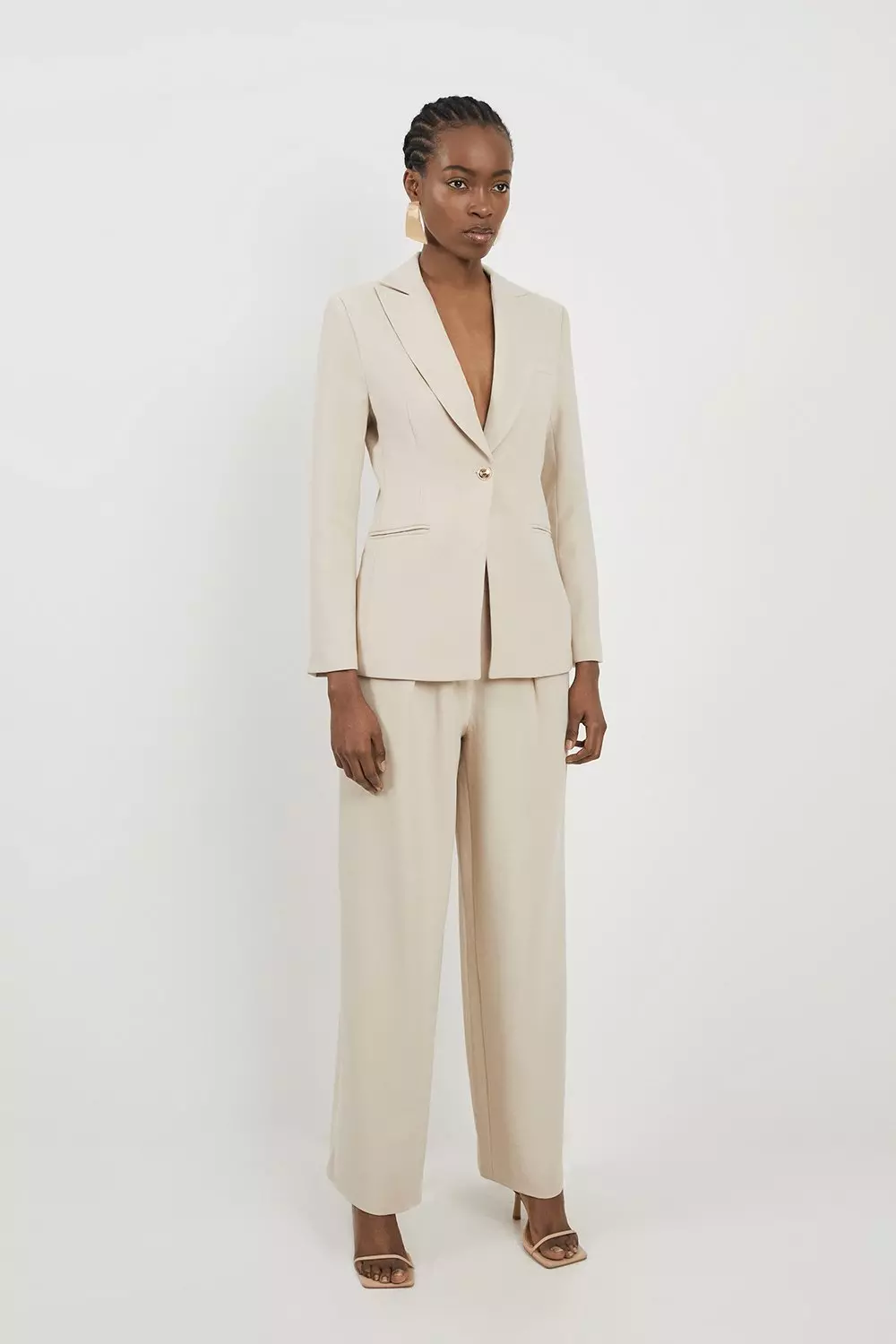 Cream Petite Compact Stretch Single Breasted Tailored Blazer alternative image