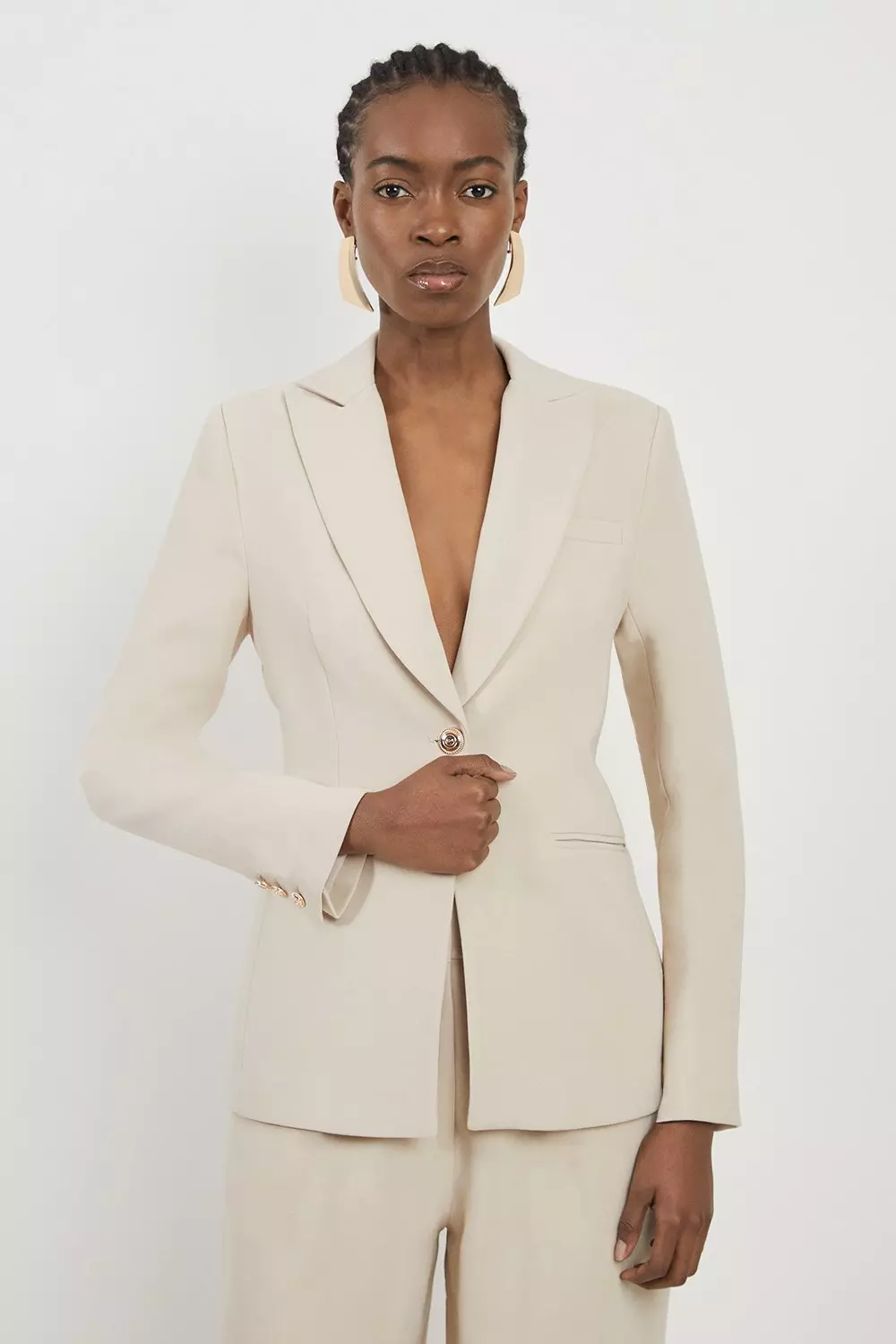 Cream Petite Compact Stretch Single Breasted Tailored Blazer alternative image