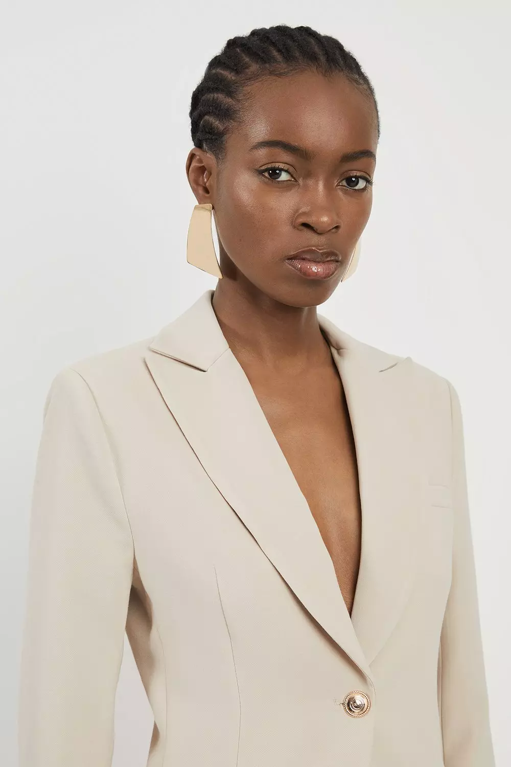 Cream Petite Compact Stretch Single Breasted Tailored Blazer alternative image