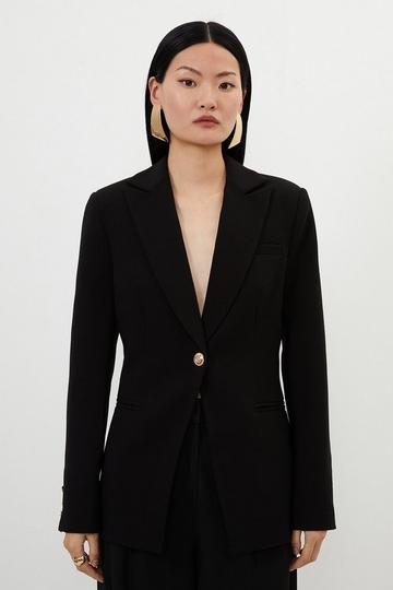 Tall Compact Stretch Single Breasted Tailored Blazer black