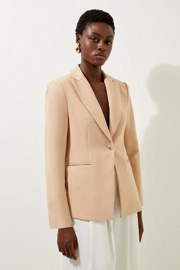 Compact Stretch Essential Single Breasted Tailored Blazer camel