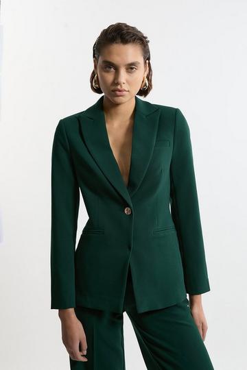 Compact Stretch Essential Single Breasted Tailored Blazer forest