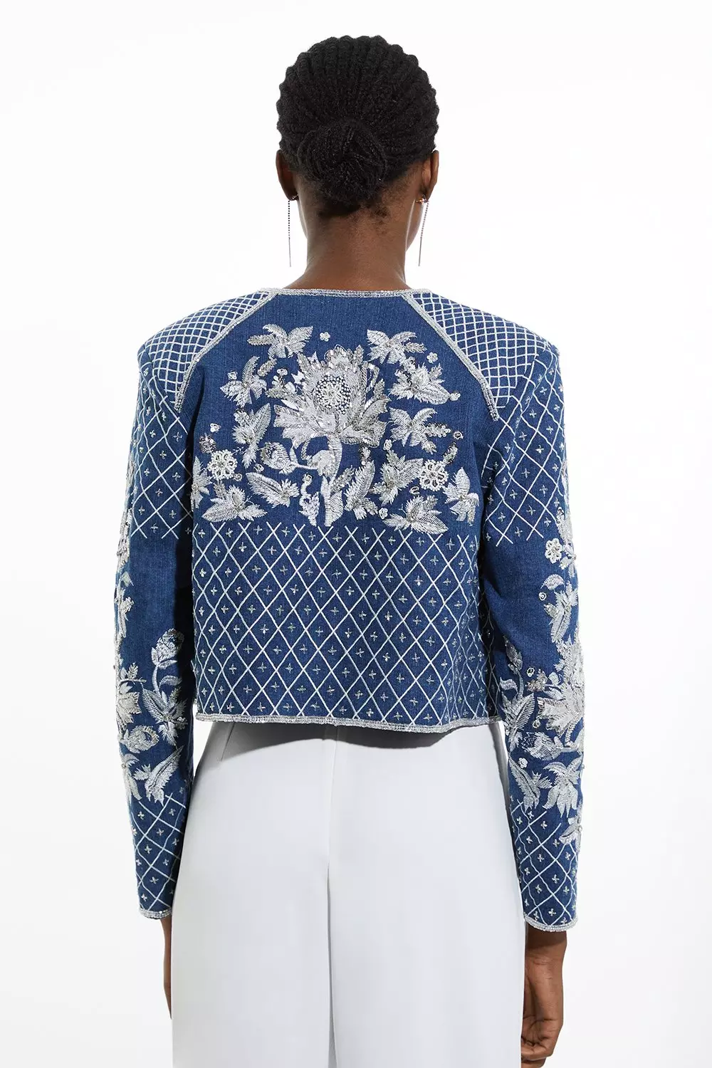 【Karen Millen】ラッフル フリルトリム ニットジャケット Archive Collection - Plus Size Taffeta Pleat Detail Shirt