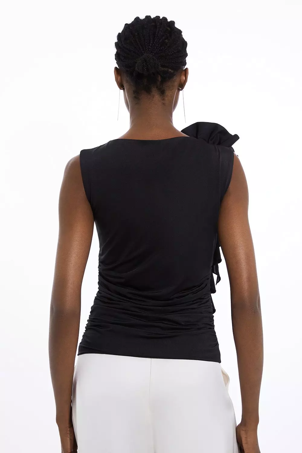 Black Dramatic Rosette Slinky Jersey Top alternative image