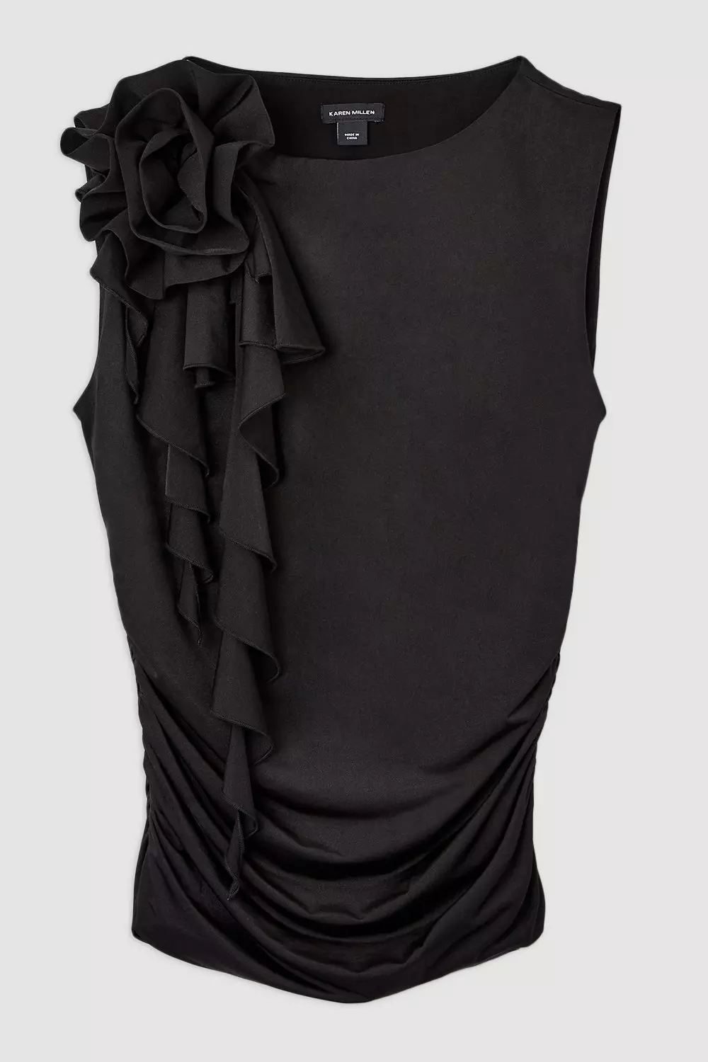 Black Dramatic Rosette Slinky Jersey Top alternative image
