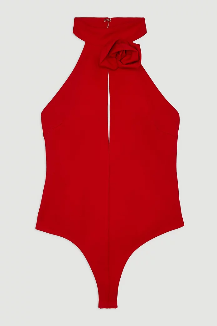 Tall Rosette Ponte Jersey Keyhole Bodysuit | Karen Millen Tall Rosette Ponte Jersey Keyhole Bodysuit | Karen Millen