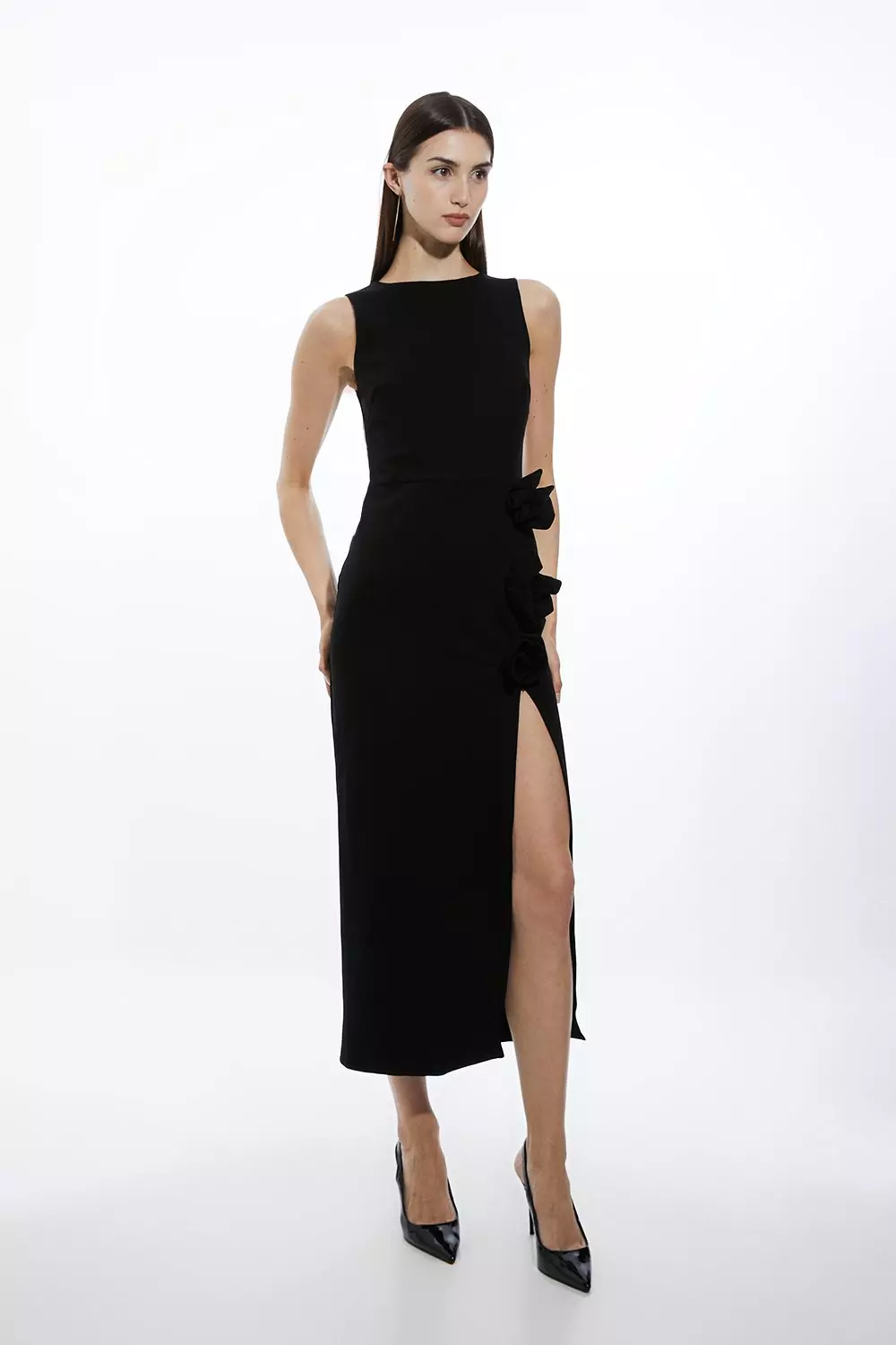 Rosette Ponte Jersey Slit Maxi Dress Karen Millen