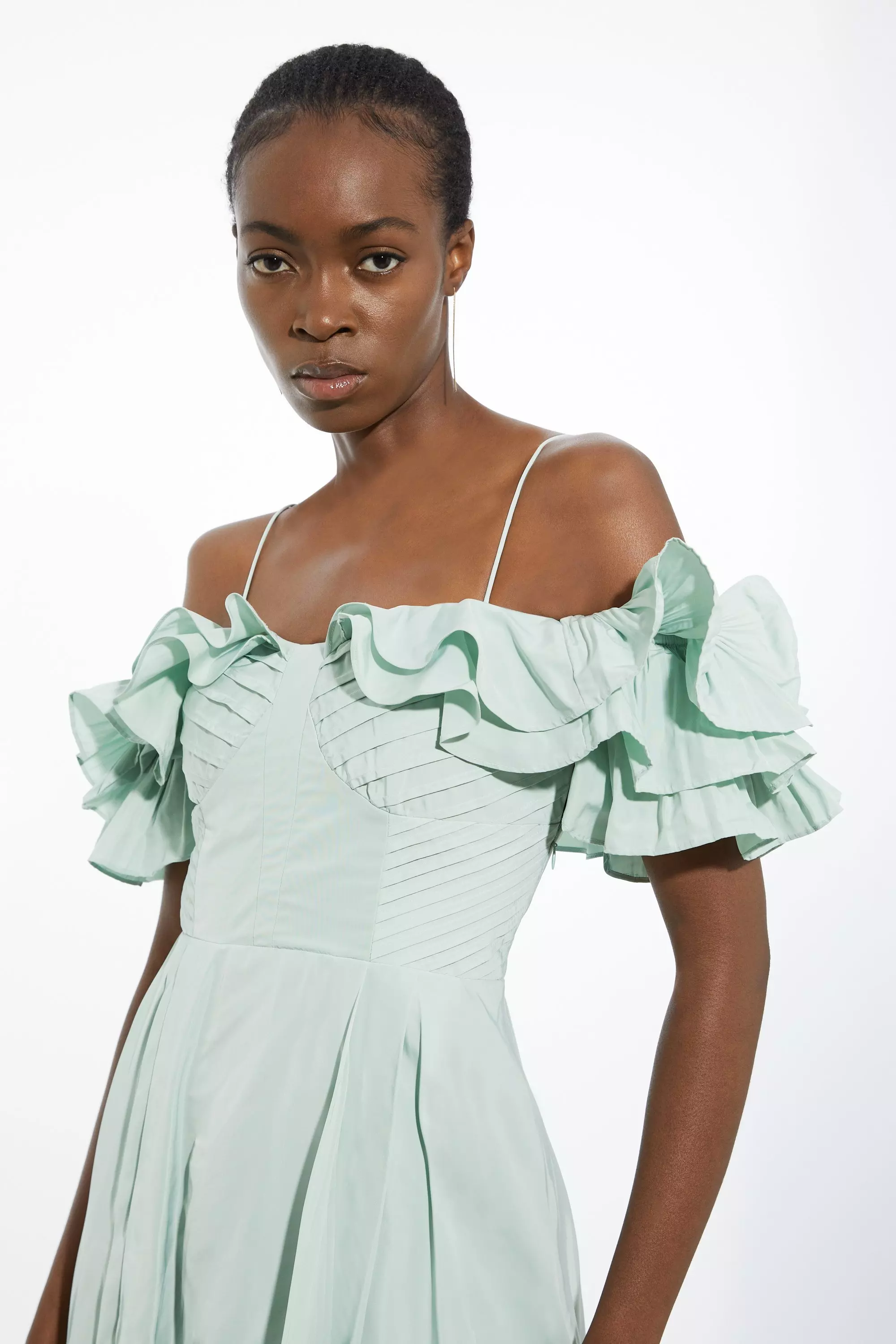 Off the shoulder taffeta dress best sale