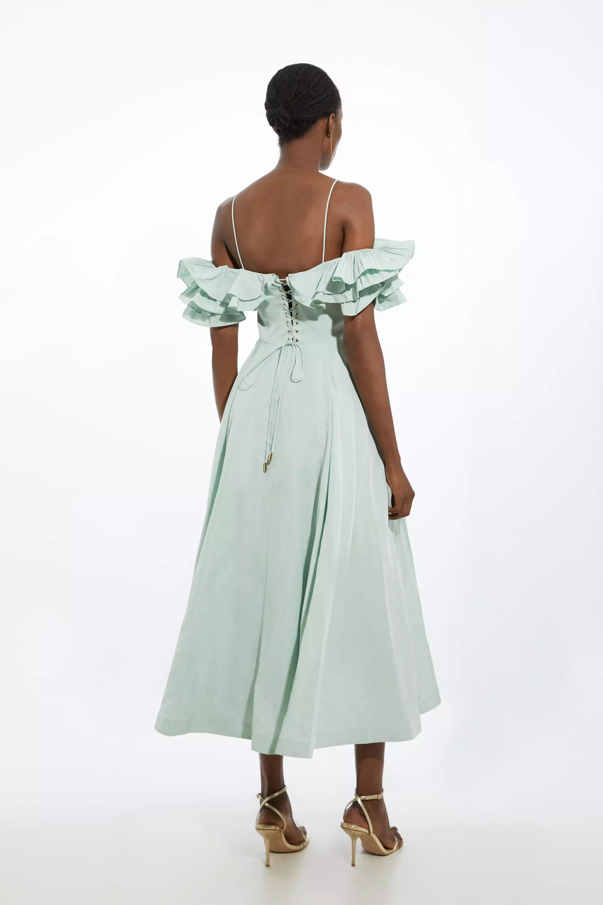 ワンピース Karen Millen Twill Prom Woven Midi Dress Twill Prom Woven Midi Dress | Karen Millen