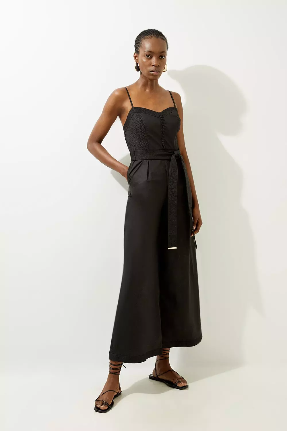 Pleated jumpsuit with straps online