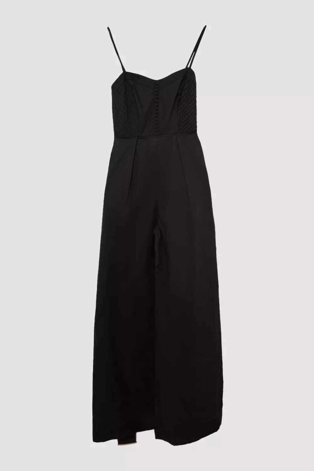 Cotton Top Stitch Pleated Woven Jumpsuit | Karen Millen