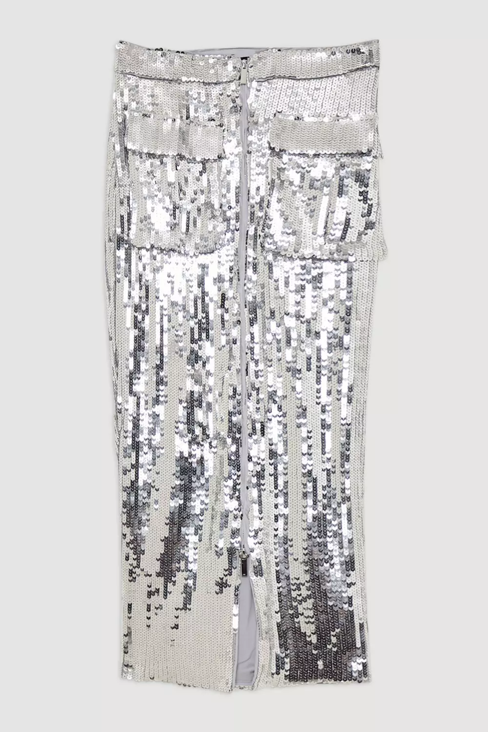 Sequin Cargo Pocket Woven Midi Skirt | Karen Millen