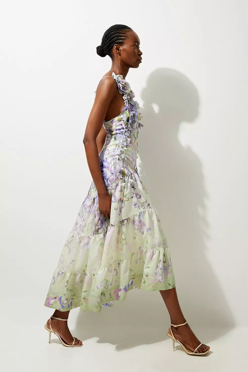Petite Floral Applique Woven Strappy Woven Maxi Dress Karen Millen