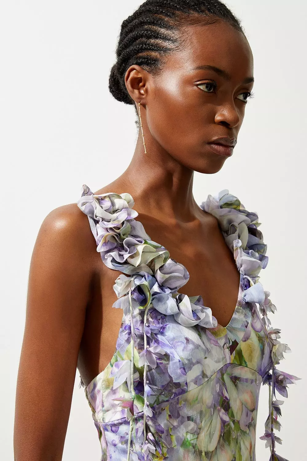 Petite Floral Applique Woven Strappy Woven Maxi Dress