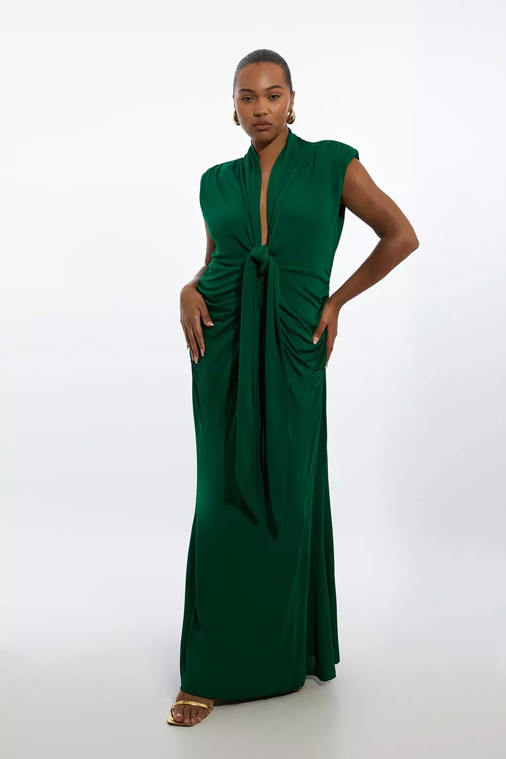 Plus Size Structured Crepe Forever Pleat Dress | Karen Millen