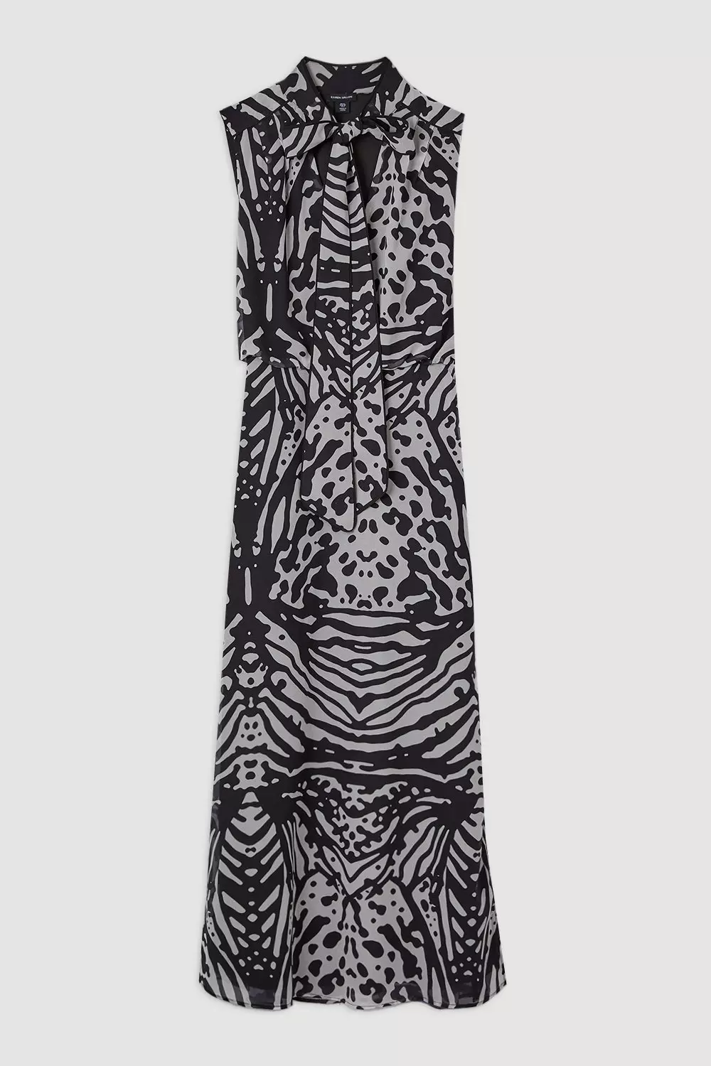 Tall Animal Print Georgette Woven Tie Neck Midi Dress