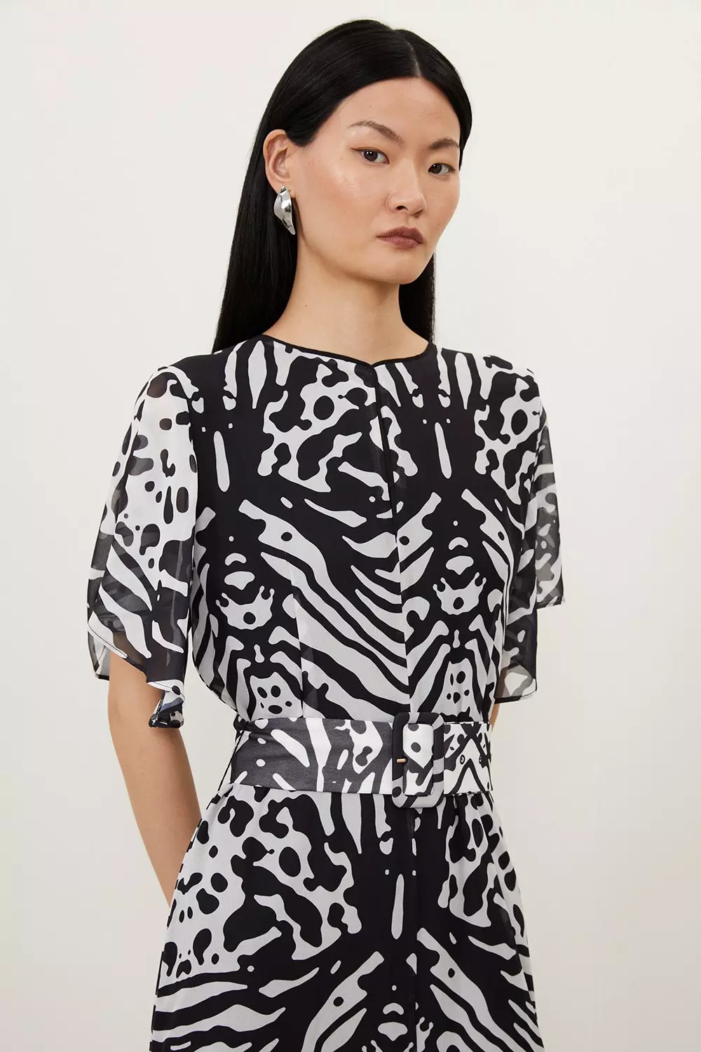 ★関税込★送料込★【Karen Millen】Animal Print Georgette Cheetah Print Georgette Beach Pants | Karen Millen