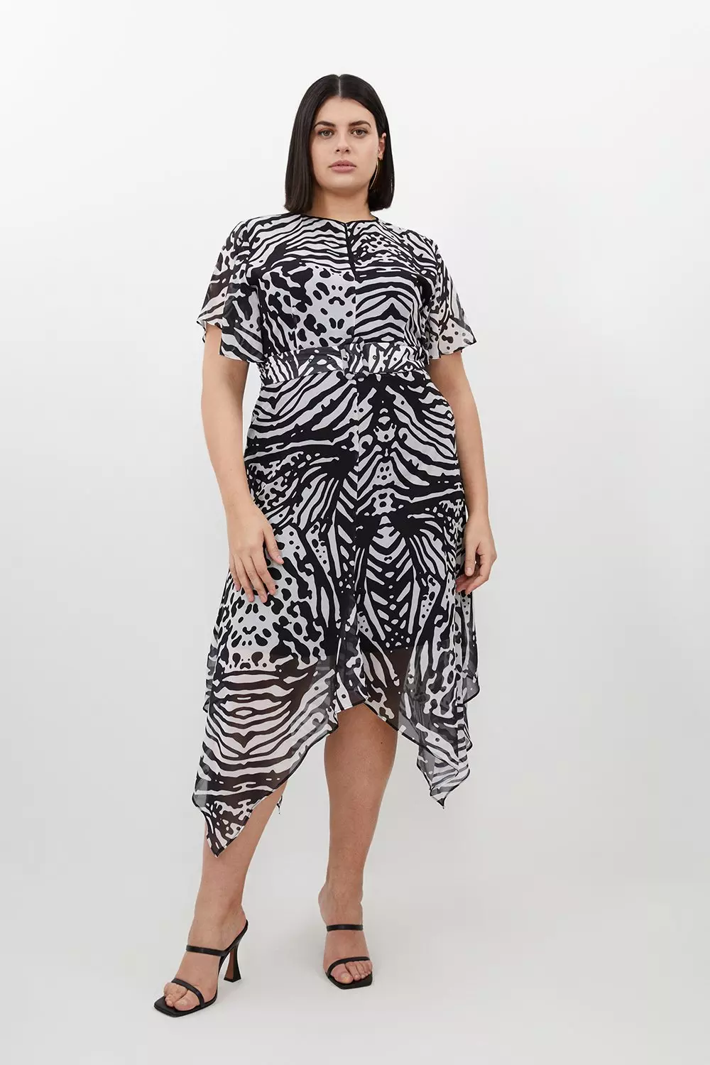 Plus Size Animal Print Georgette Woven Midi Dress Karen Millen