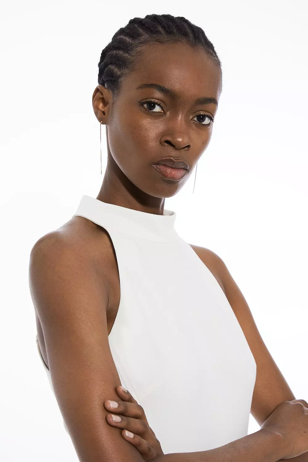 【KAREN MILLEN】コンパクトストレッチ ジップ ミディドレス Compact Stretch Tailored Pu Tab Detail Midi Dress | Karen Millen