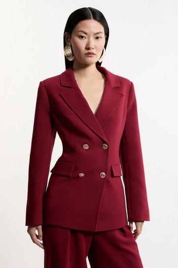 Compact Stretch Essential Tailored Doubled Breasted Blazer fig