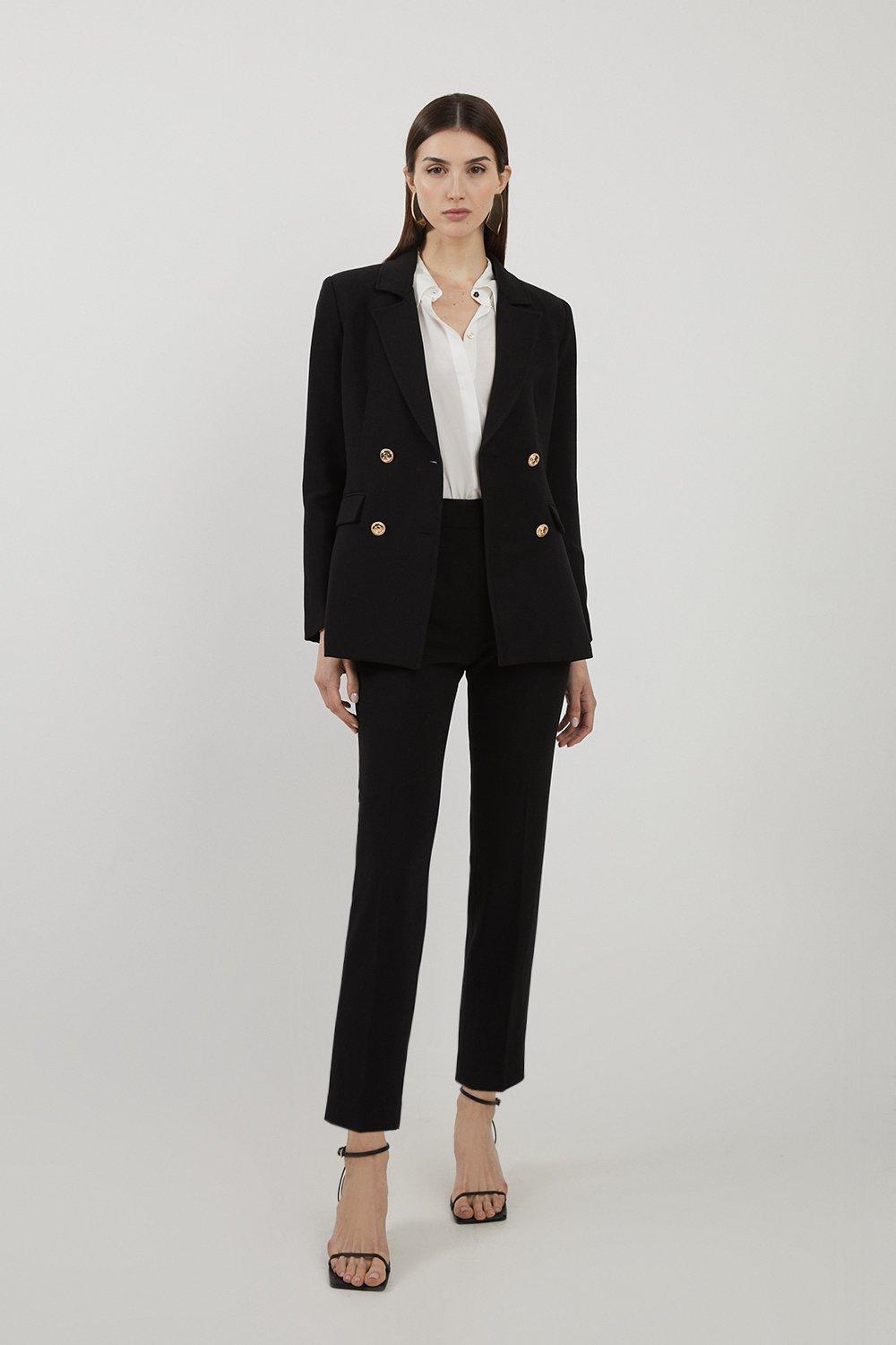 Black Tailored High Waisted Slim Leg Trousers