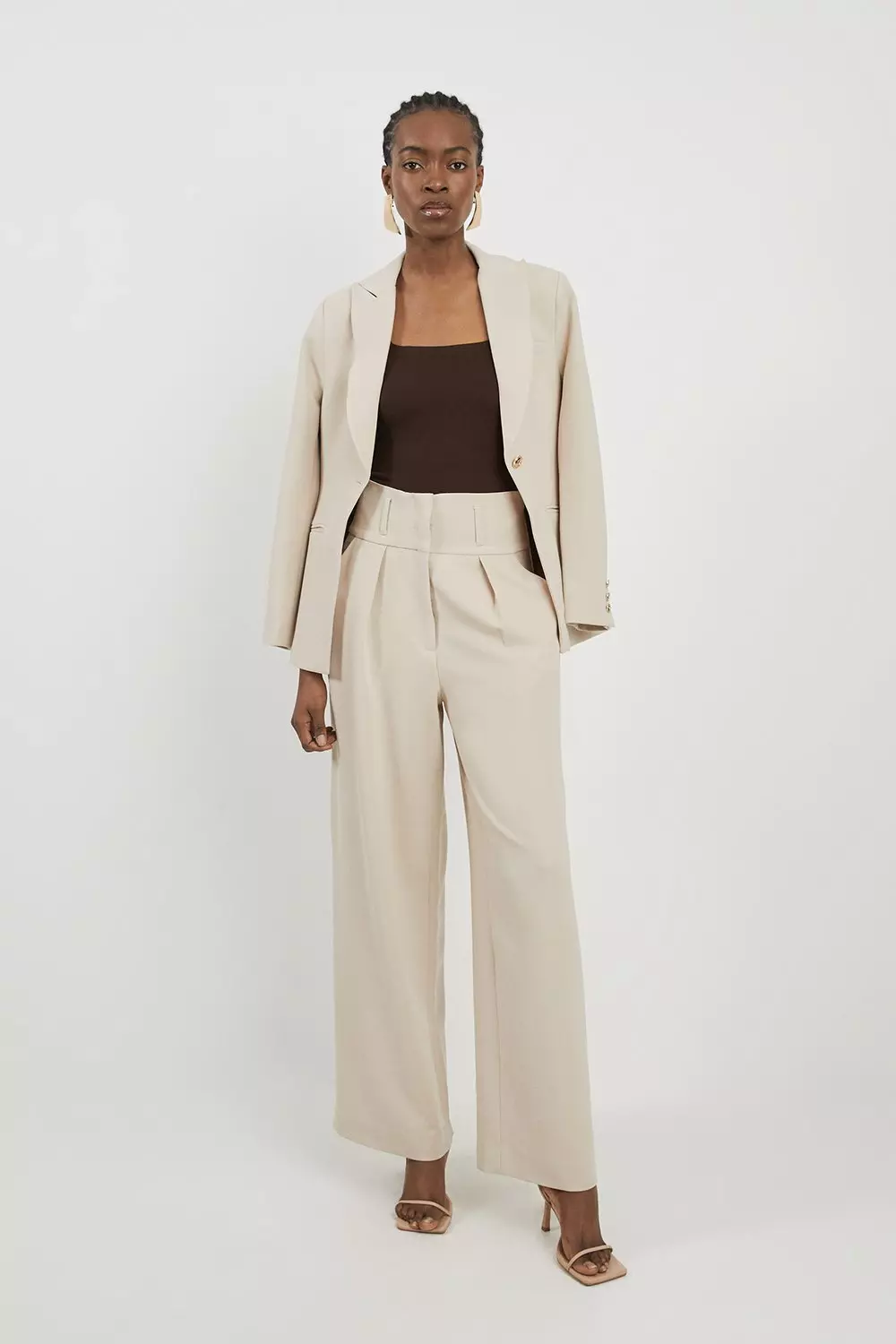 High waisted pleated trousers best sale