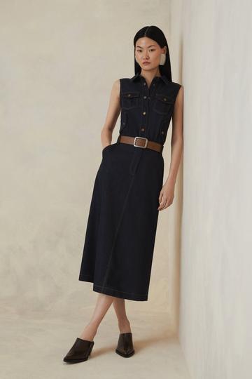 The Founder Tailored Denim Dress indigo