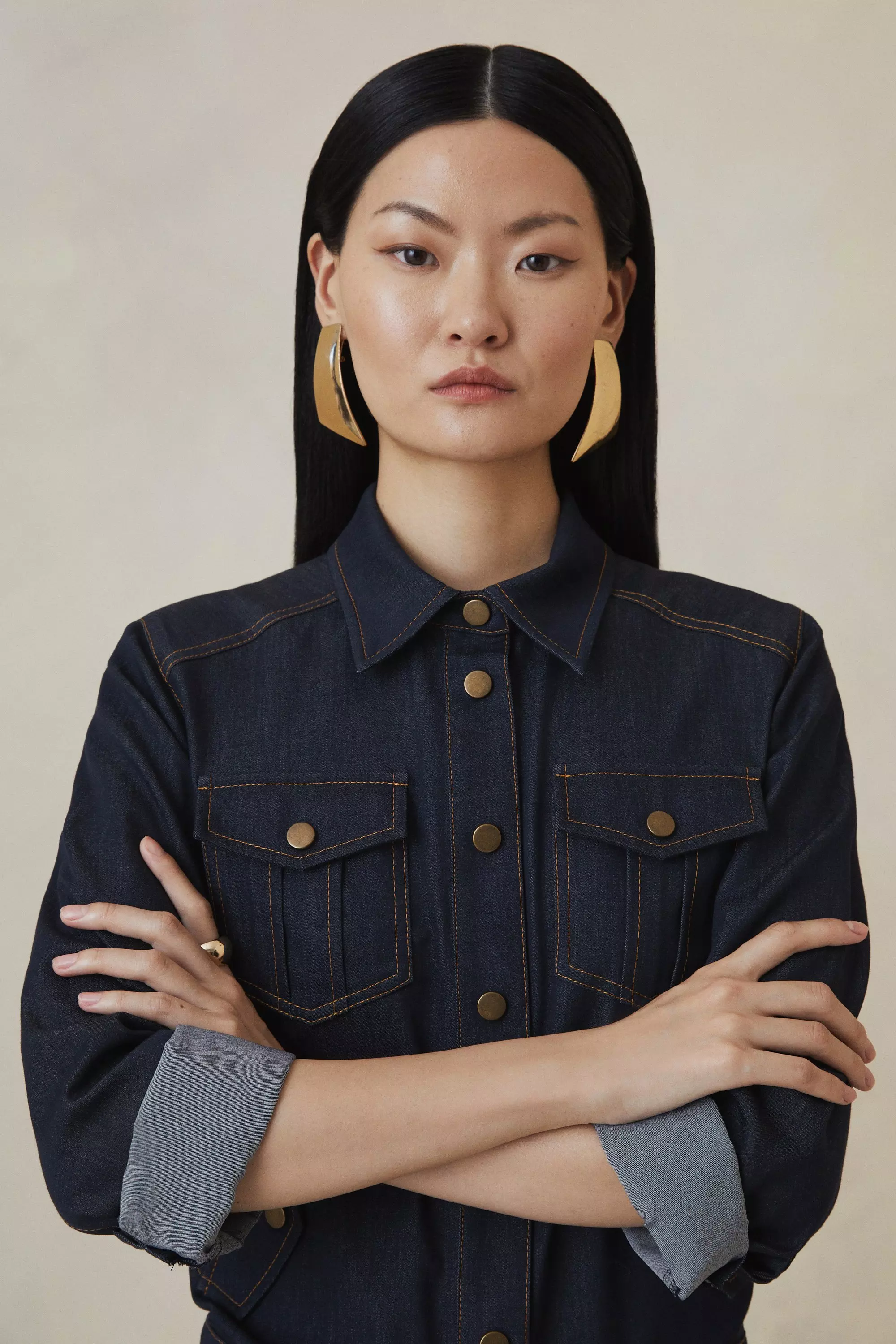 The Founder Denim Tailored Jumpsuit Karen Millen