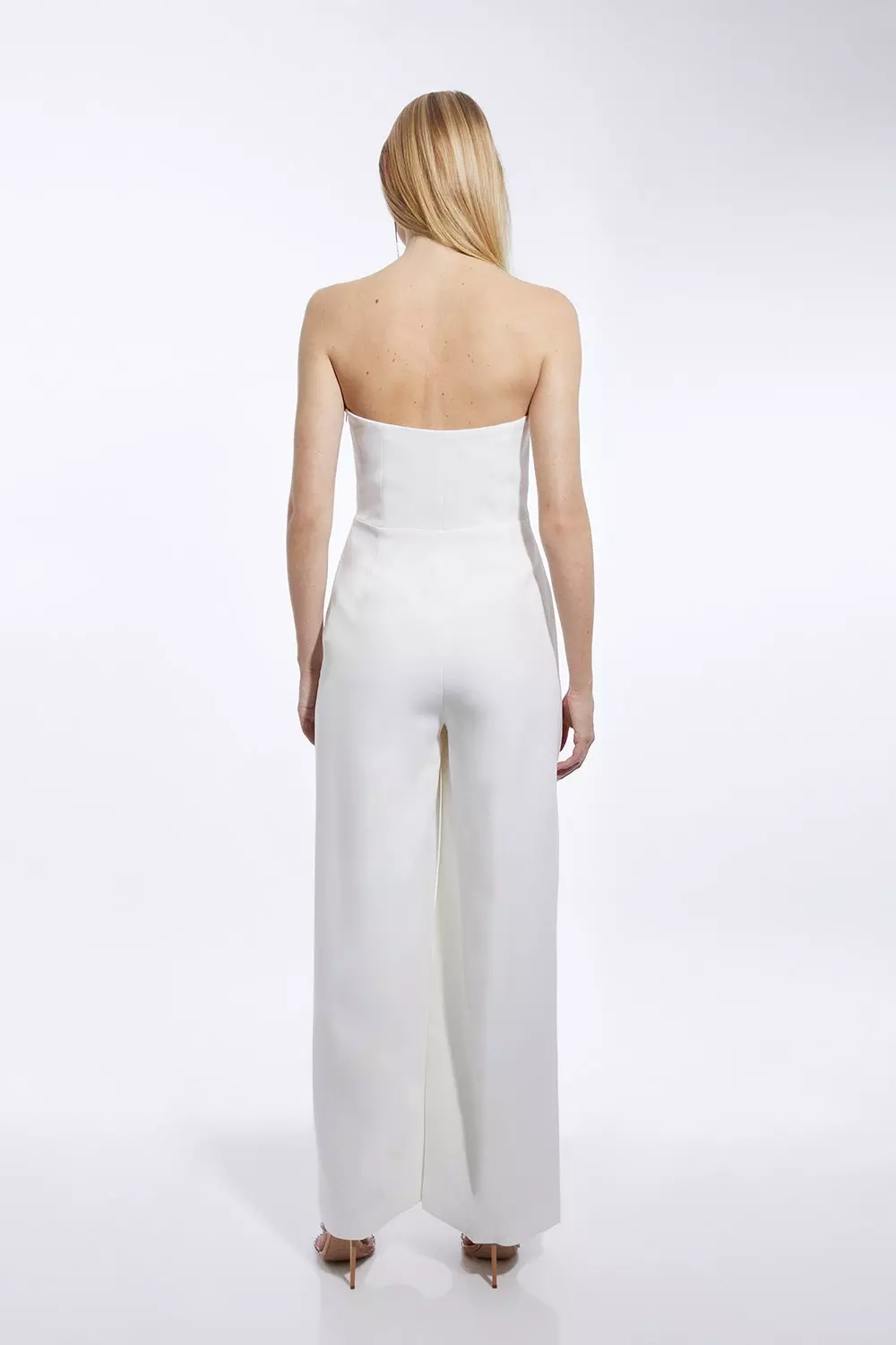 Crystal Embellished Bandeau Wrap Tailored Wide Leg Jumpsuit Karen Millen