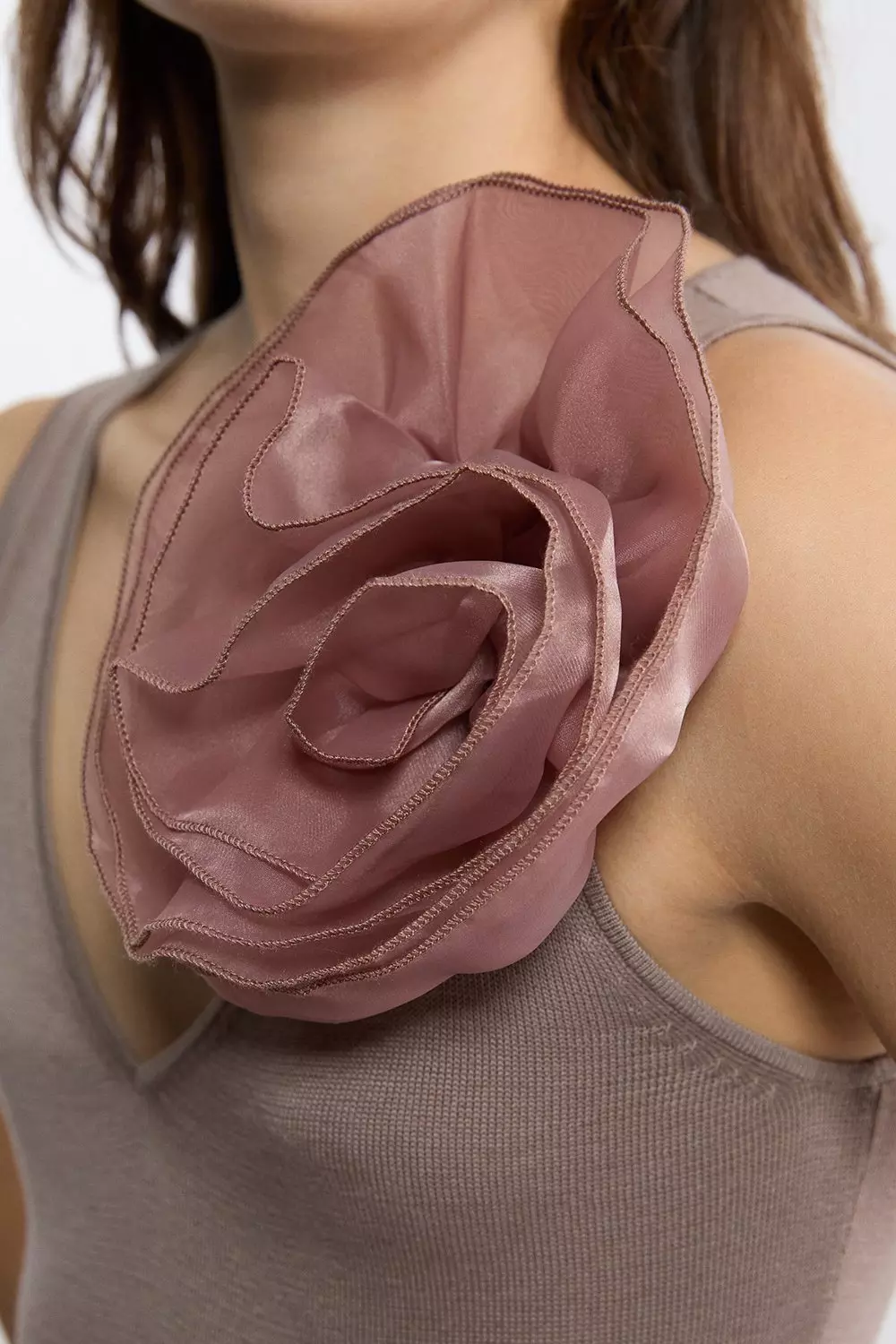 Viscose Blend Knit Corsage Detail Maxi Dress | Karen Millen