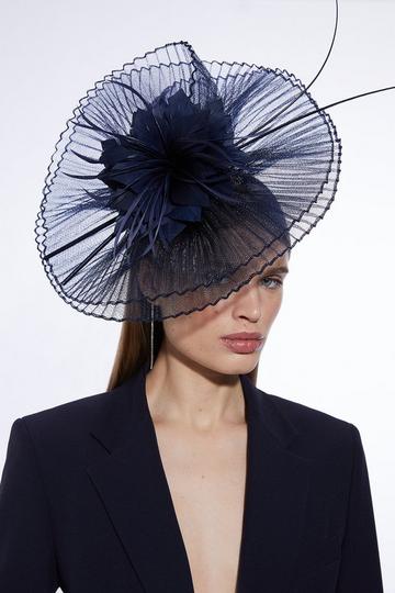 Mesh Detail Fascinator navy