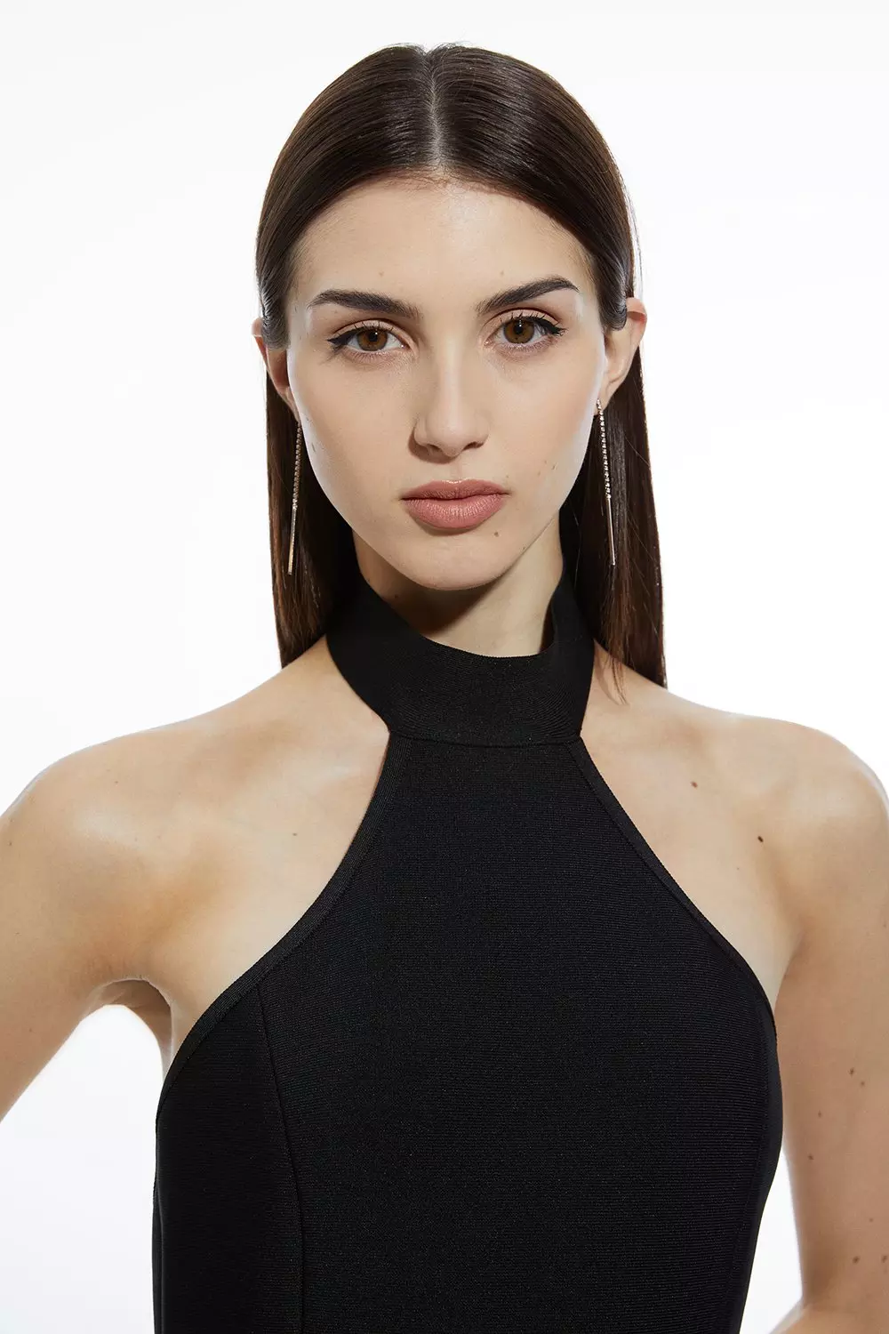 KAREN MILLEN ミディドレス ベアショルダー フリル バンドゥ KAREN MILLEN ミディドレス ベアショルダー フリル バンドゥ