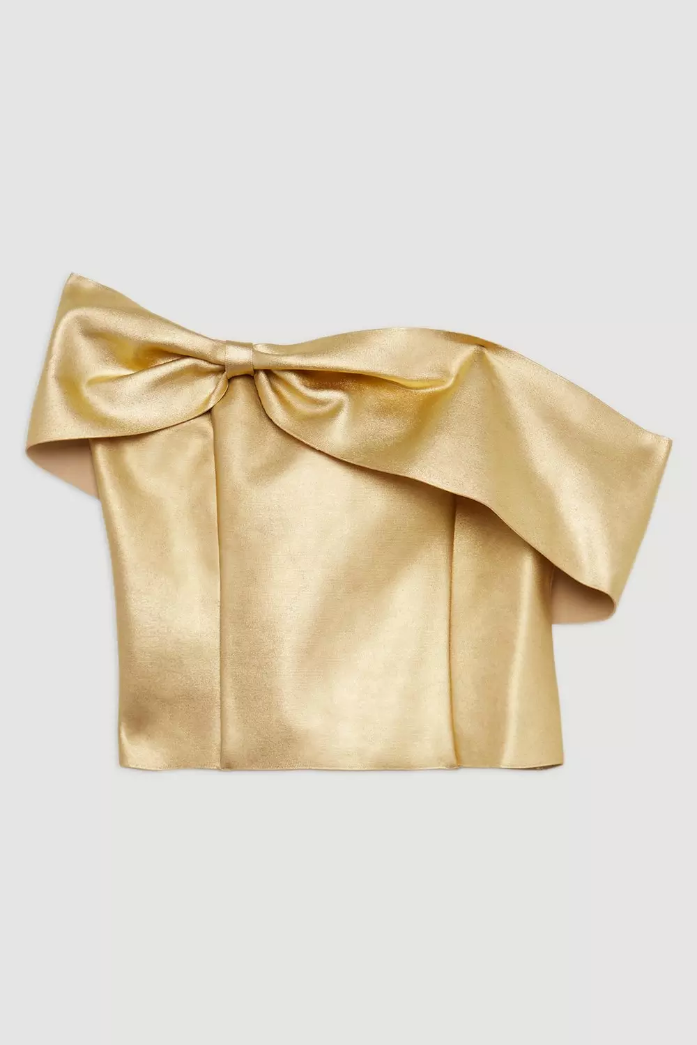 Gold Figure Form Metallic Foiled Bandage Knit Asymmetric Top alternative image