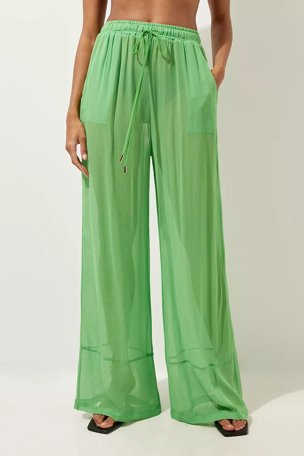 Wide Leg Woven Beach Pants | Karen Millen