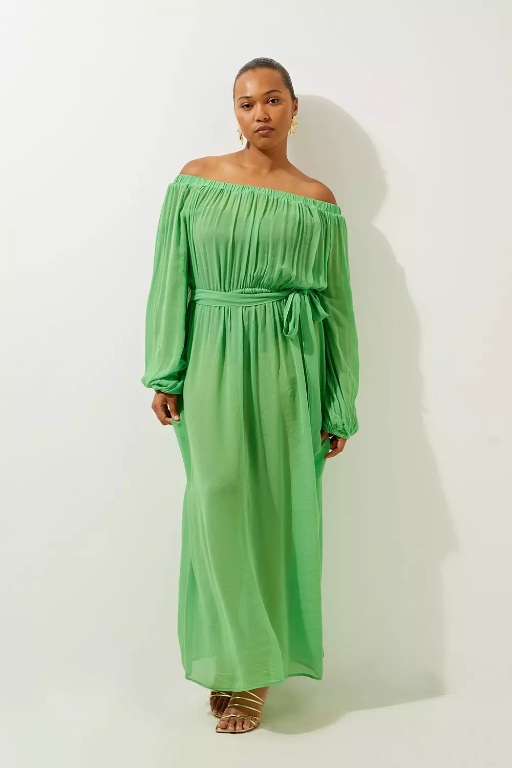 Plus Size Beach Off The Shoulder Woven Maxi Dress Karen Millen