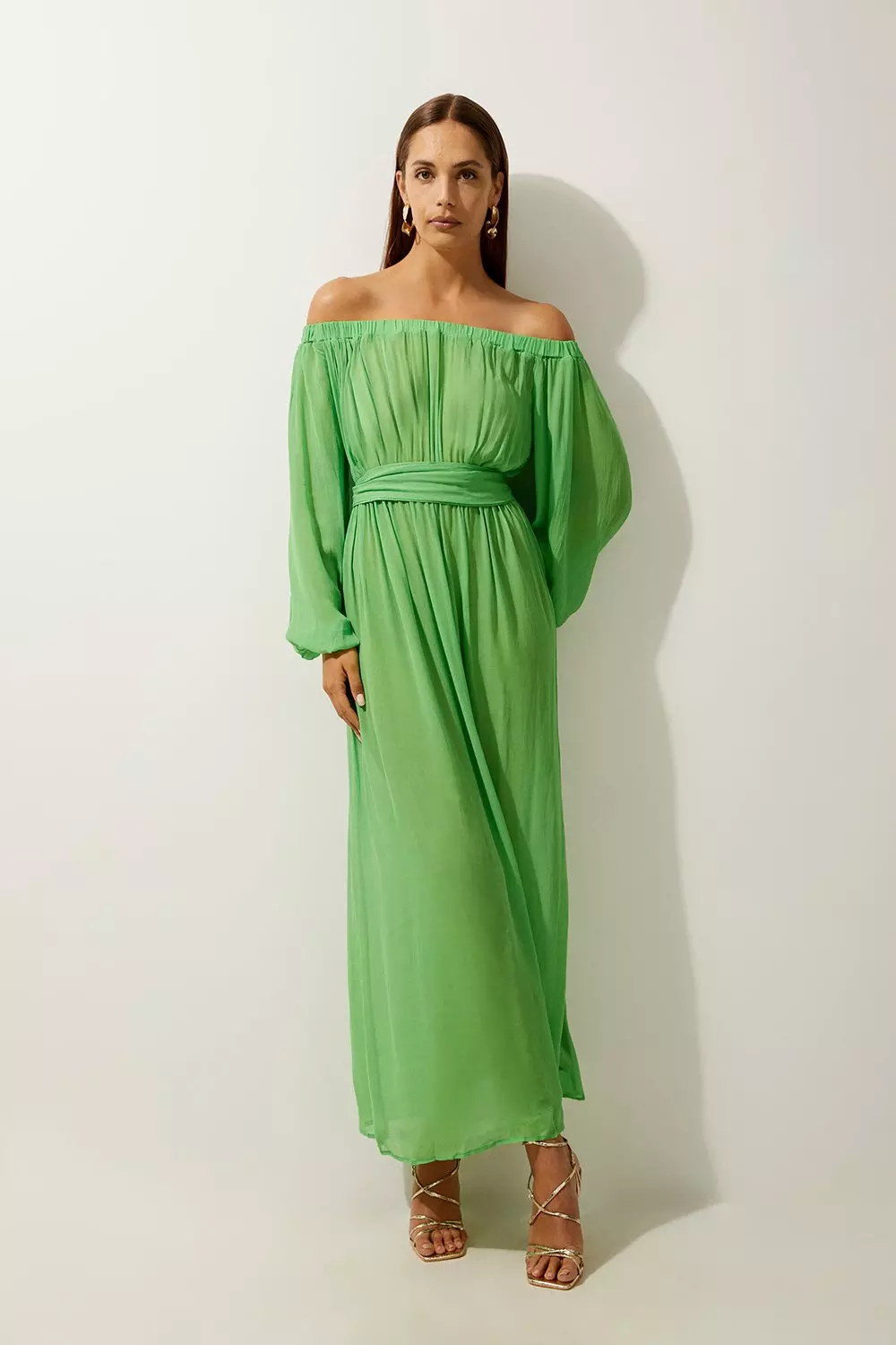 Petite Beach Off The Shoulder Woven Maxi Dress Karen Millen