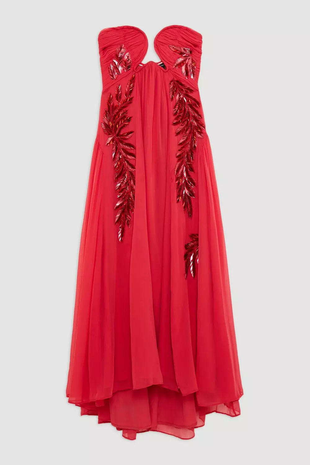 Feather Embellished Woven Halter Maxi Dress | Karen Millen