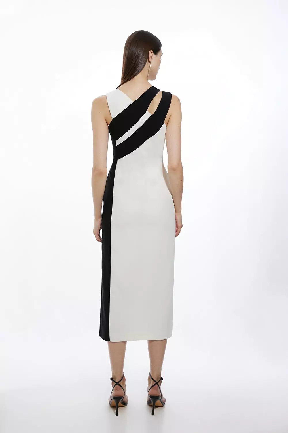 Fluid Tailored Colourblock Split Strap Midi Dress Karen Millen