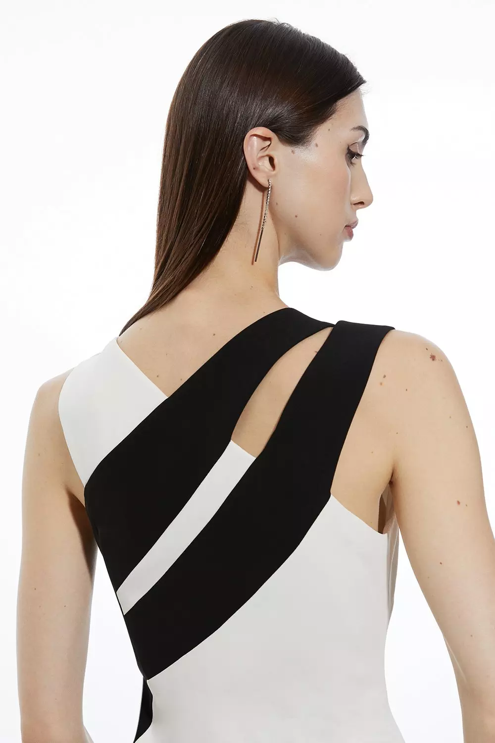 Fluid Tailored Color Block Split Strap Midi Dress | Karen Millen