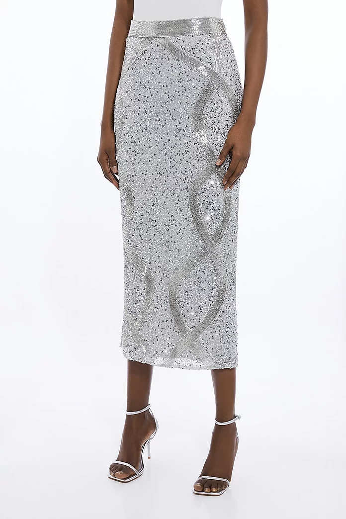 Petite Beaded And Embellished Woven Pencil Skirt | Karen Millen Petite Beaded And Embellished Woven Pencil Skirt | Karen Millen