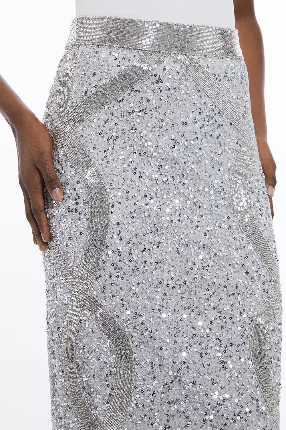 スカート Ulla Mesh Rhinestone-Embellished Pencil Skirt Petite Beaded And Embellished Woven Pencil Skirt | Karen Millen
