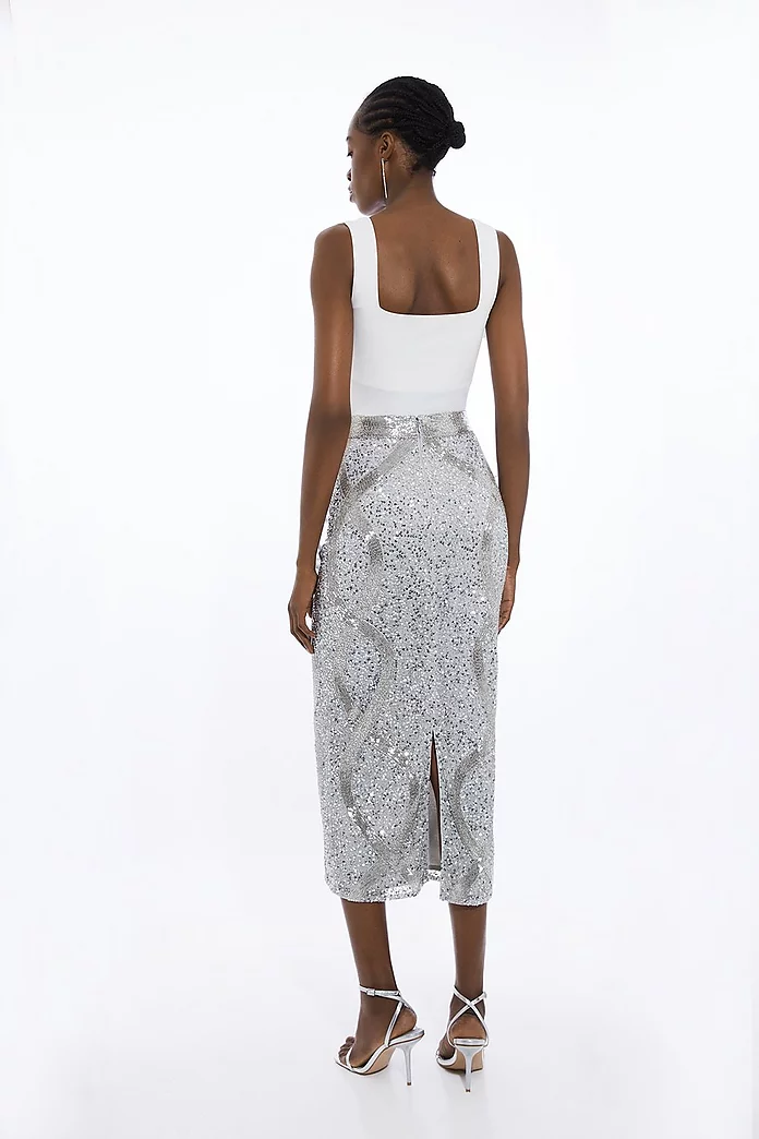 Beaded And Embellished Woven Pencil Skirt | Karen Millen Beaded And Embellished Woven Pencil Skirt | Karen Millen