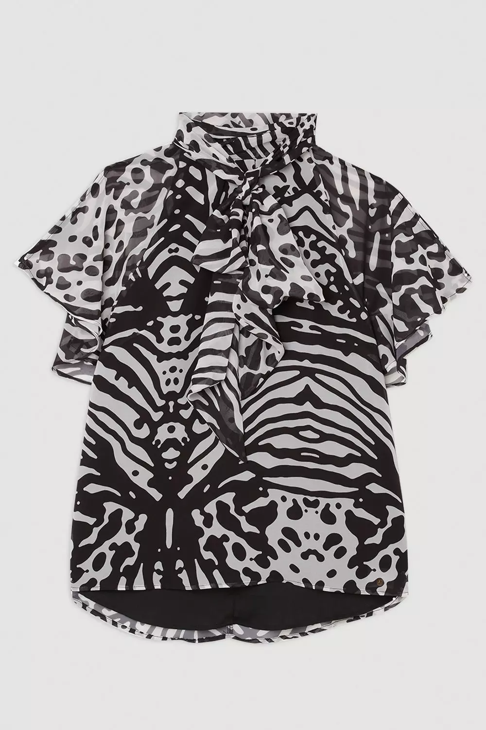 Karen Millen Satin Zebra Animal Print Button Down Blouse hotsell