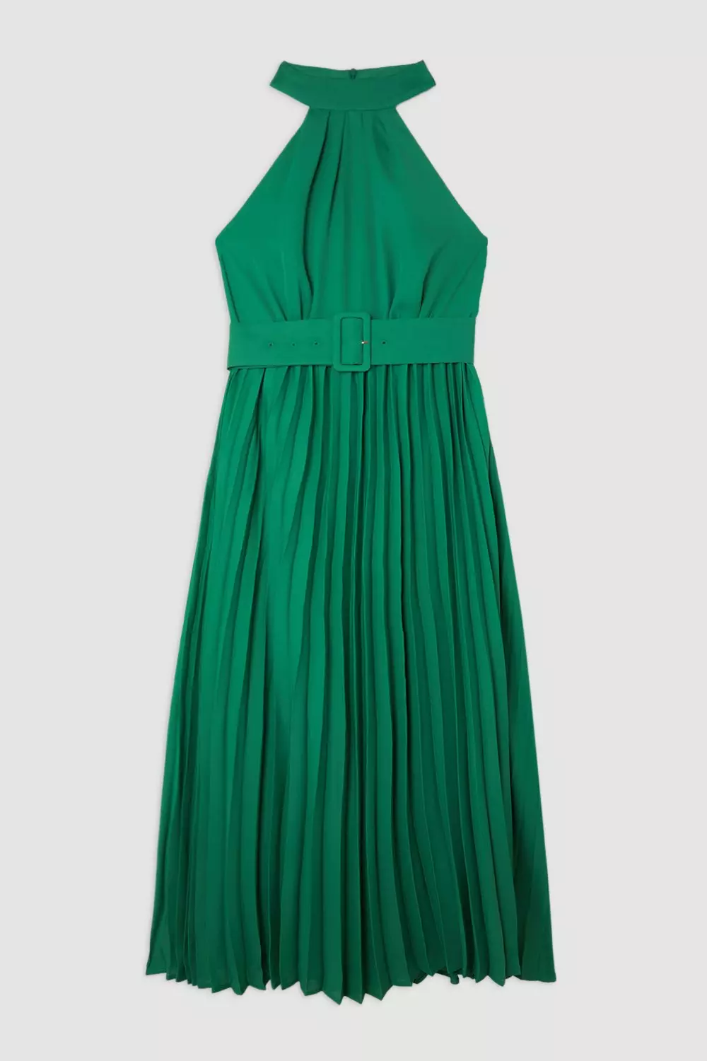 Pleated Georgette Belted Midi Dress Karen Millen